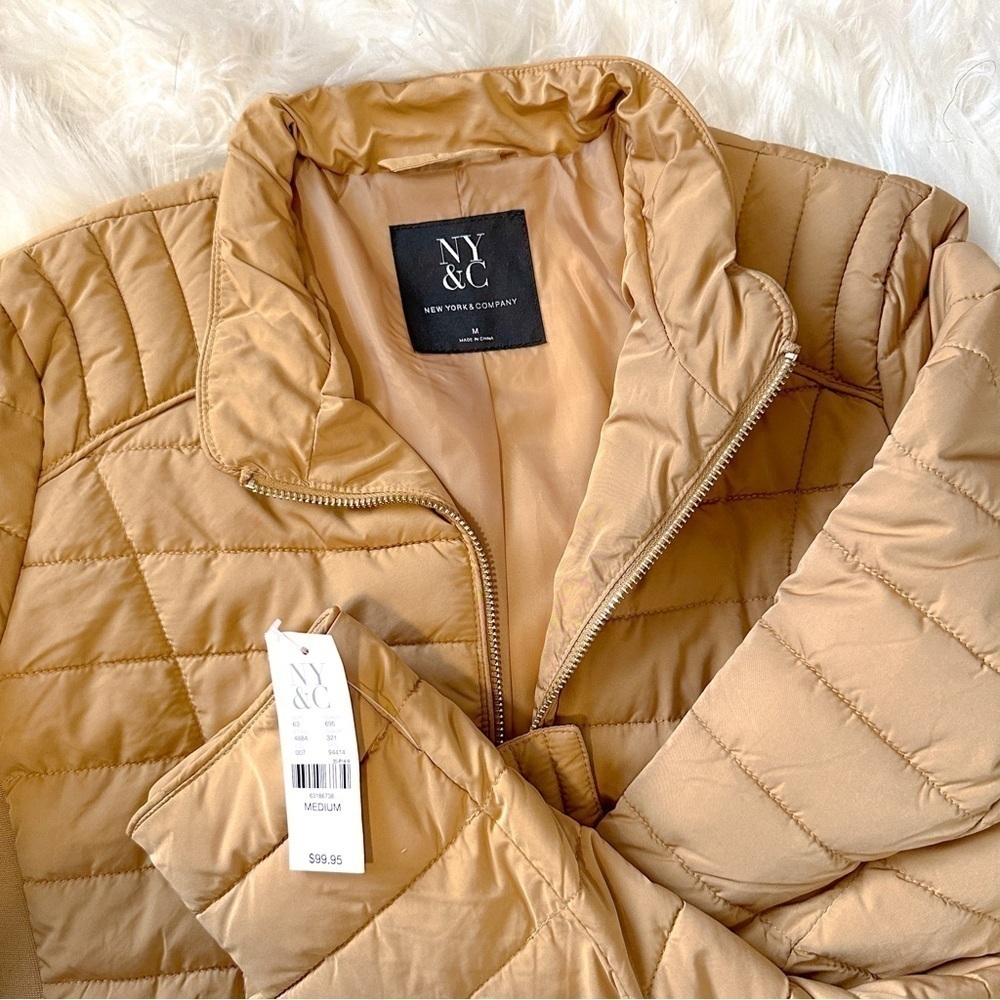 Women’s Jackets | New York and Company Quilted Tan Jacket - Picture 7 of 9